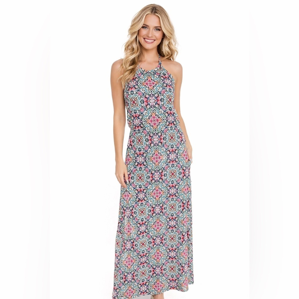 Cynthia Rowley Halter Maxi Dress with Pockets Size Small